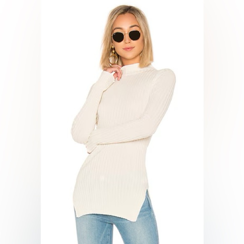 Apiece Apart Second Skin Rib Mockneck Long Sleeve Top in Cream M